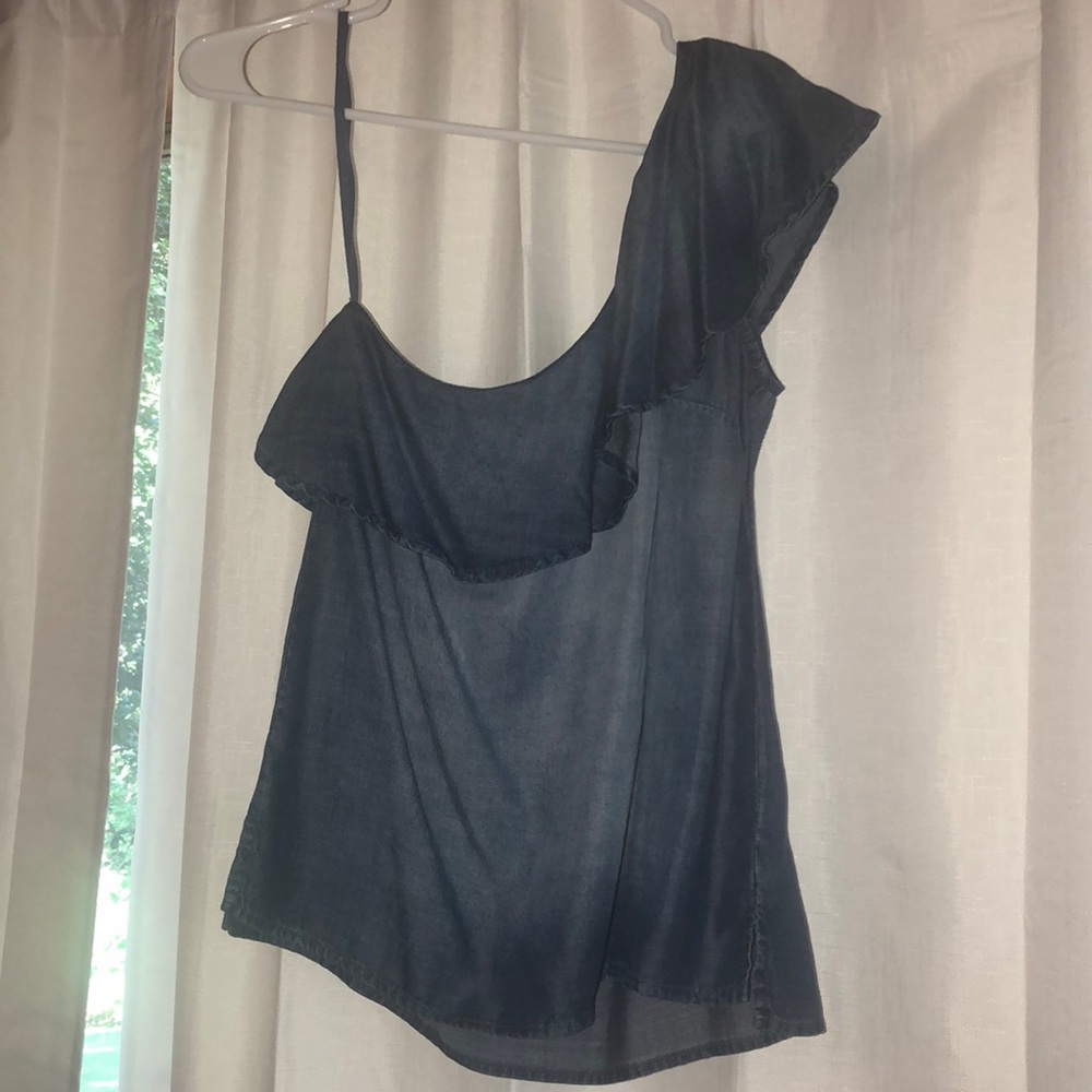 Chelsea and Violet one shoulder denim top